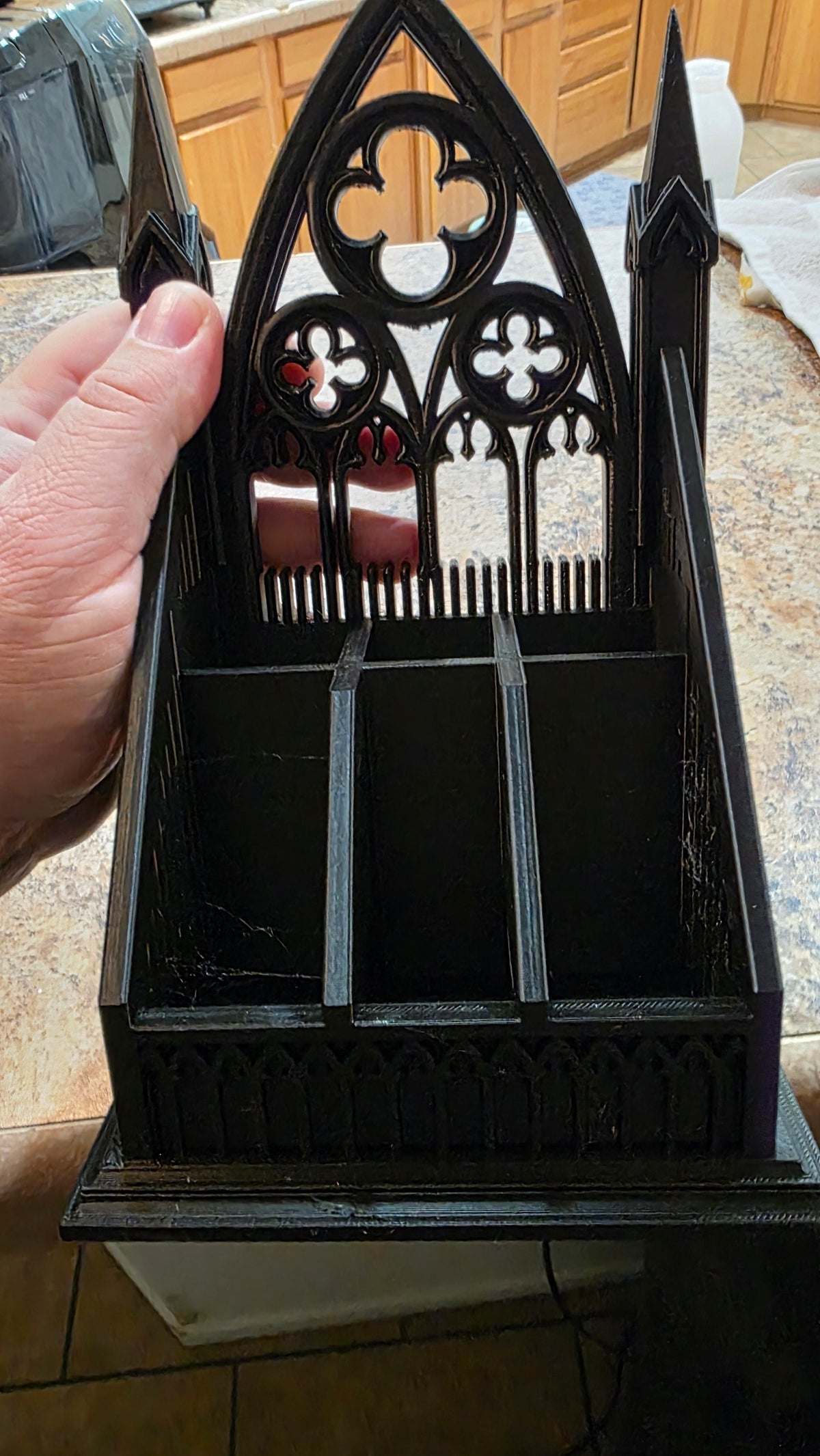 Gothic Cathedral Pen & Pencil Organizer | 3D Printed Dark Academia Desk Caddy | Spired Tracery Desk Storage