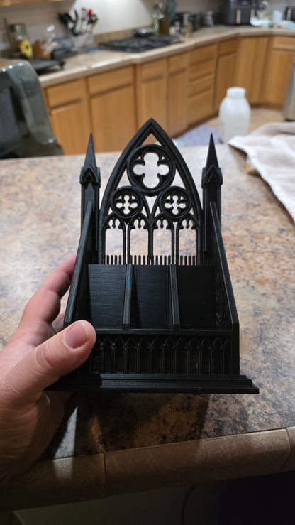Gothic Cathedral Pen & Pencil Organizer | 3D Printed Dark Academia Desk Caddy | Spired Tracery Desk Storage